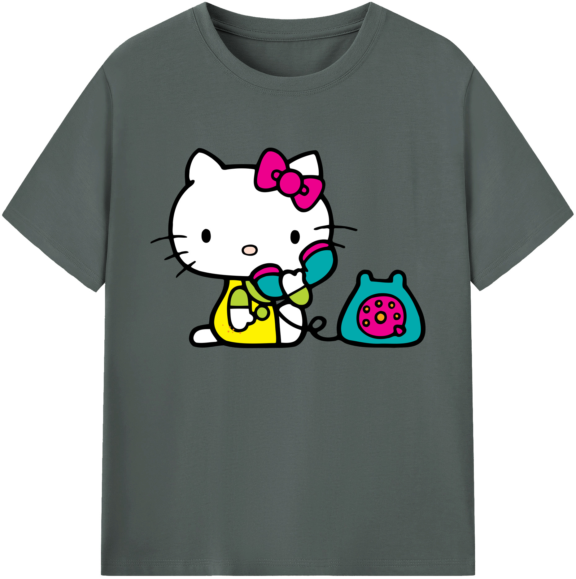 （画像用） Hello Kitty ハローキティ 綿100％ メンズ半袖Tシャツ｜肌触りやわらか＆通気性